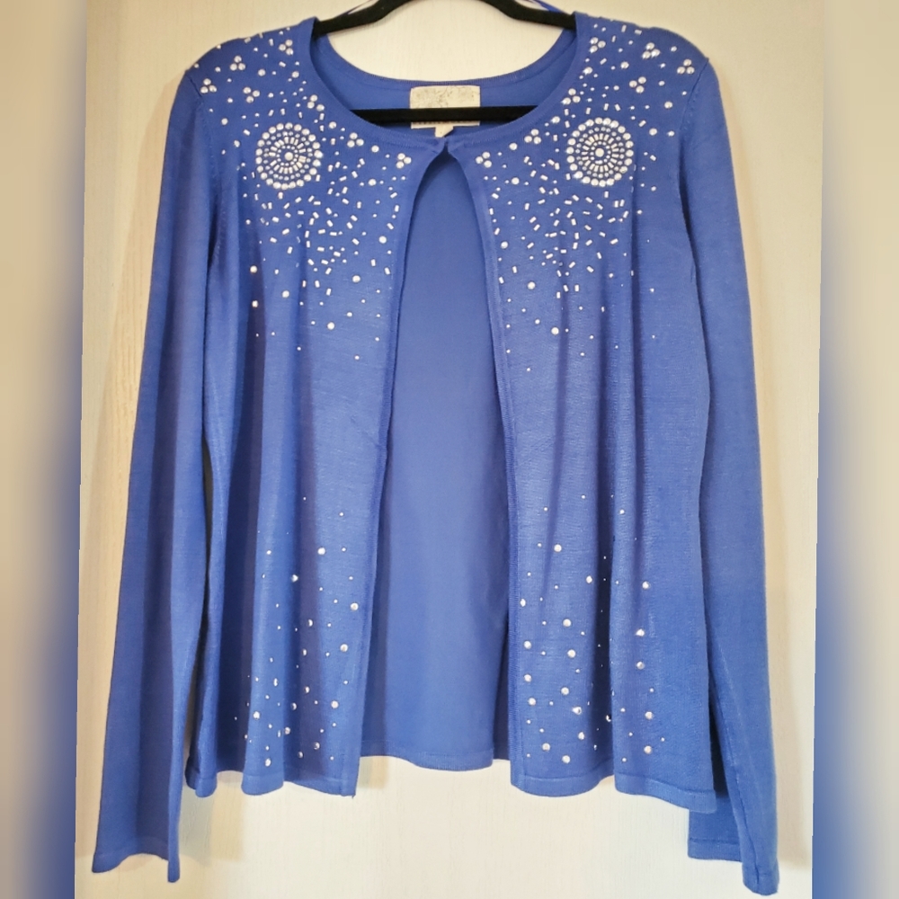 Embellished blue cardigan